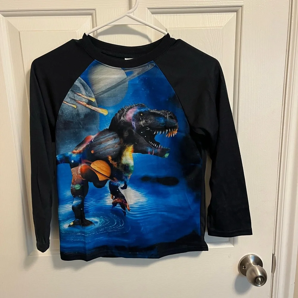 💛 NWT Boys Space Dino Pajama Set - Black and Blue